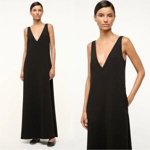 Staud Zora black plunge neck maxi gown dress